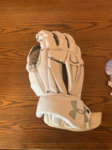 White Used Player's Under Armour Command Pro 2 12" Lacrosse Gloves