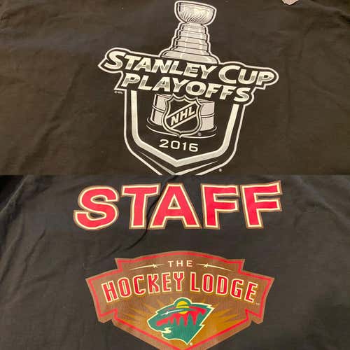 Rare Minnesota Wild Team Issued “The Hockey Lodge” STAFF Black Adult XXL Reebok T-Shirt