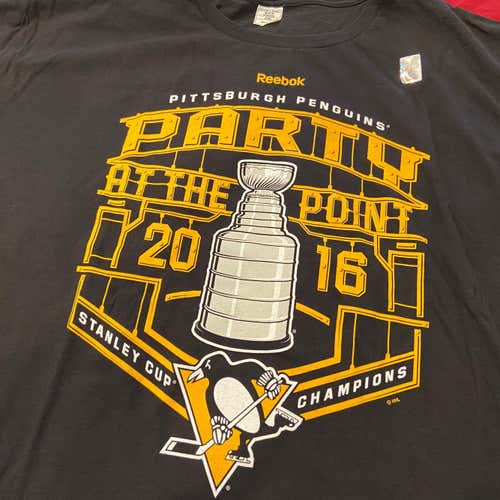 2016 Pittsburgh Penguins Stanley Cup Champions Parade Black Adult XXL Reebok T-Shirt