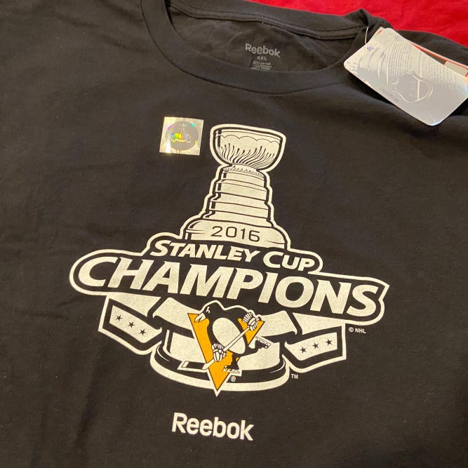2016 Pittsburgh Penguins Stanley Cup Champions Black Adult XXL Reebok T-Shirt