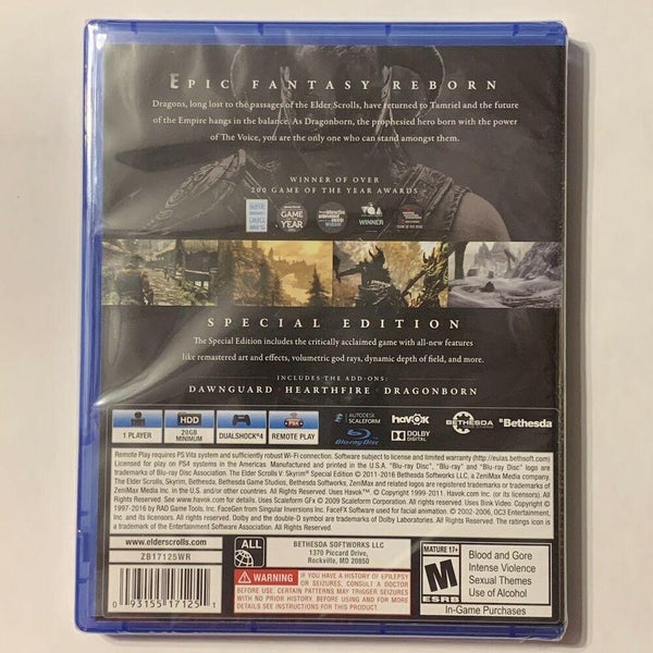 Elder Scrolls V: Skyrim - Special Edition, The (PS4) - The Cover