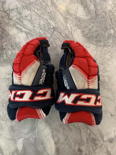 Navy Blue CCM Tacks 7092 14" Hockey Gloves