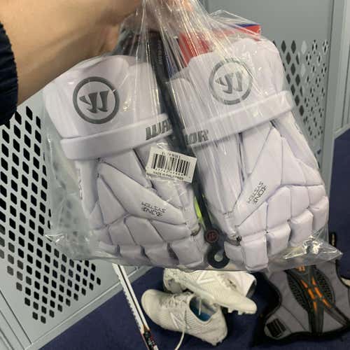 New White Player's Warrior Evo 13" Lacrosse Gloves