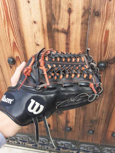 Black Used Adult Wilson Right Hand Throw Pitcher's A2K D33 Baseball Glove 11.75"