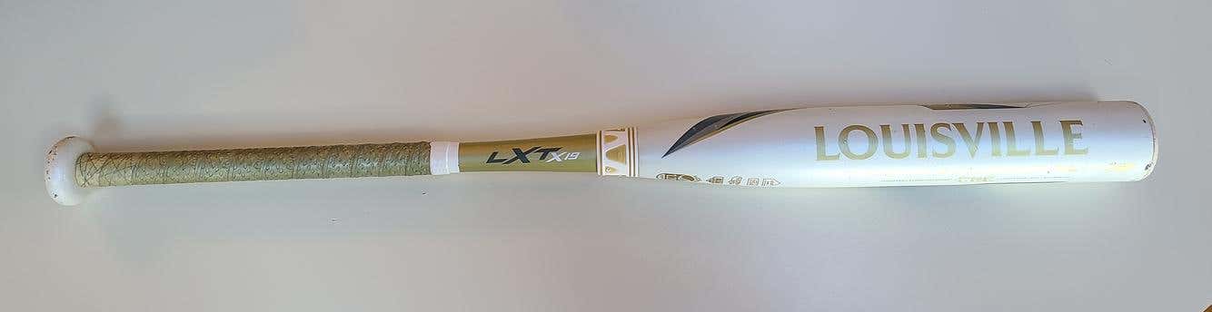 White Kid Pitch (9YO-13YO) Used 2019 Louisville Slugger Composite LXT Bat (-12) 18 oz 30"