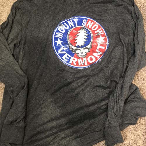 Mount Snow Gray Adult XL Cotton Long Sleeve TeeShirt