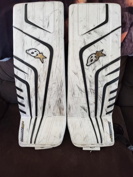 White and Black Used Intermediate 30" Brian's Optik 9.0 Goalie Leg Pads