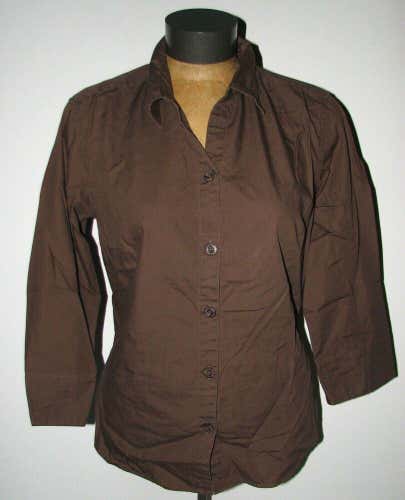 Columbia Women's Brown 100% Cotton 3/4-Sleeve Shirt Blouse Top - Size Medium M