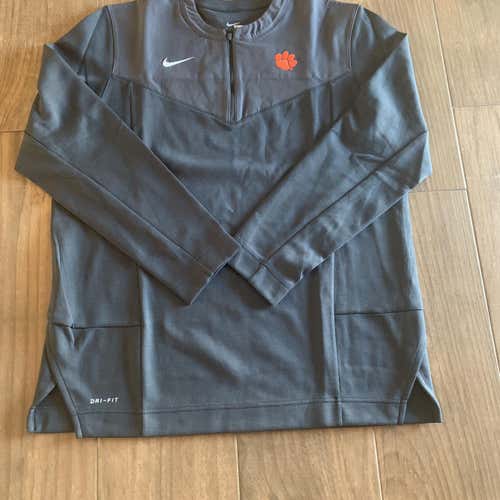 New Nike Clemson Tigers Football 1/4 Zip Crewneck Top Gray Men’s L