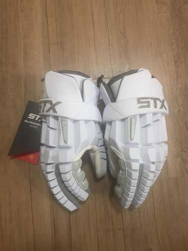 White New STX Surgeon RZR 13" Lacrosse Gloves