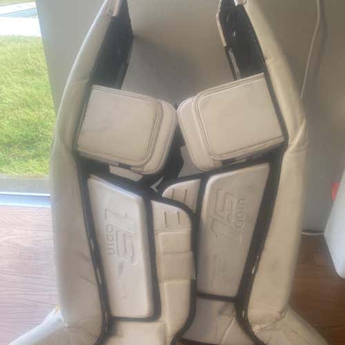 White Senior 35" Bauer Supreme 1s OD1N Goalie Leg Pads