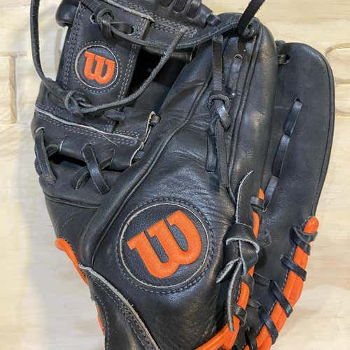Black Kid Pitch (9YO-13YO) Infield A1k 11.5" Baseball Glove