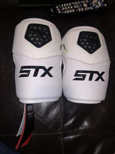 New Extra Large XL STX Cell IV Arm Pads Lax Lacrosse white NWT Elbow Caps