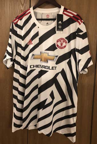 ADIDAS MANCHESTER UNITED 3RD JERSEY 2020-2021 ( WHITE/BLACK ) SIZE XXL (FM4263)