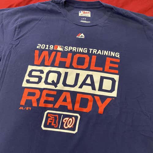 Washington Nationals Team Issued Spring Training Blue Adult Large Majestic T-Shirt