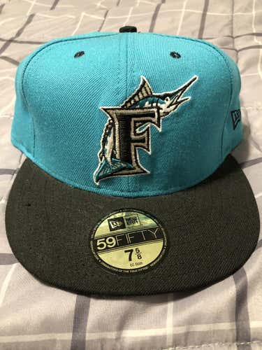 Florida Marlins Vintage New Era Fitted Hat Size 7 5/8 Rare