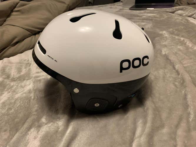 White Used Unisex Medium/Large POC Artic SL Spin Helmet FIS Legal