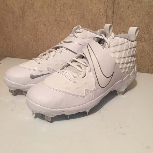 Nike Mens WHITE Baseball Cleats Force Air Trout 6 Pro - Size 8.5