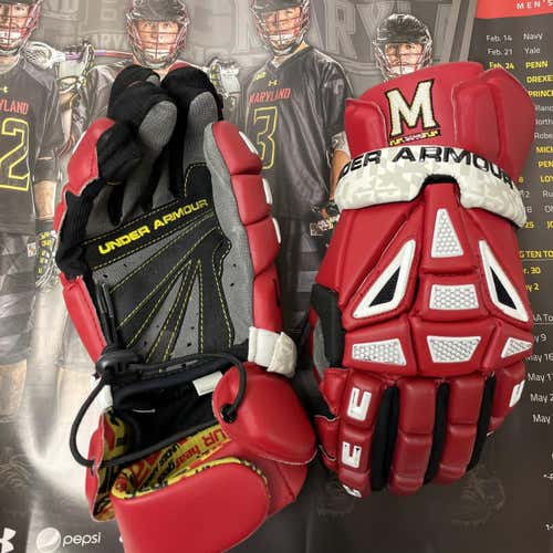 New Maryland Under Armour 13" Lacrosse Gloves Red
