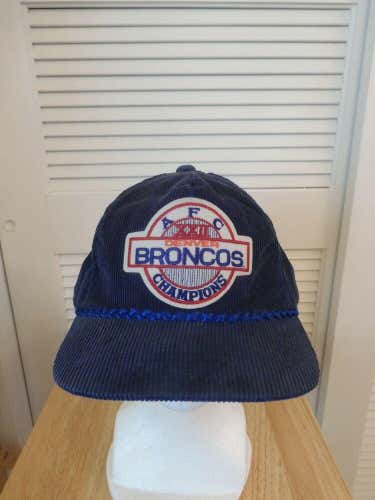 Vintage Denver Broncos AFC Champions Corduroy Zipback Hat NFL XXII