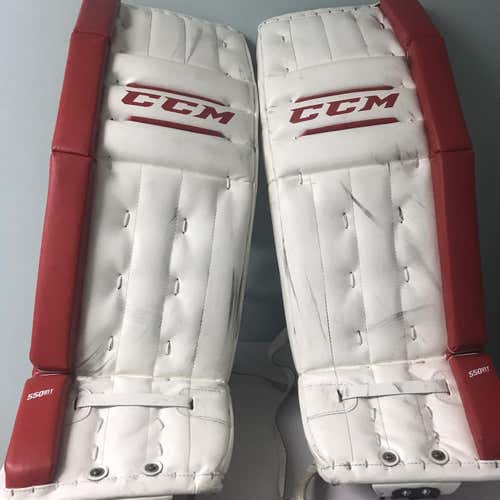 White Intermediate 32" CCM Retro Flex  Goalie Leg Pads