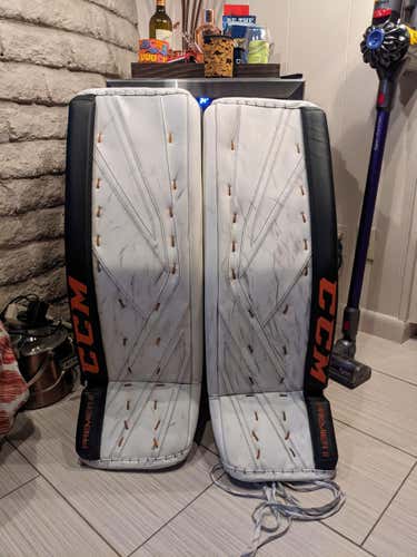 White Senior 33+2" CCM Premier II Pro Goalie Leg Pads