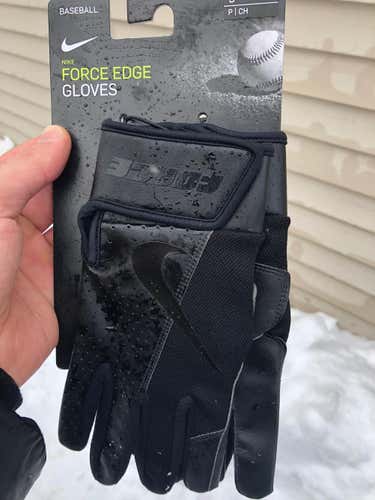 Black New Small Nike Force Edge Batting Gloves