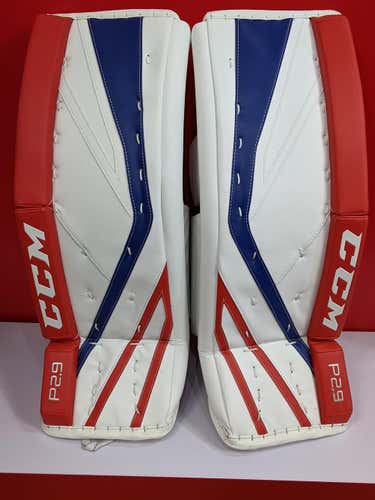 New Intermediate 29" + 1 CCM Premier 2.9 Goalie Leg Pads red/white/blue
