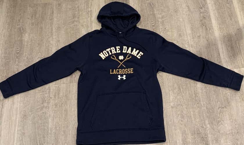 Notre Dame Lacrosse Navy Blue Adult Medium Under Armour Sweatshirt Hoodie