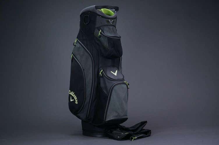 CALLAWAY GOLF CHEV, 14-WAY DIVIDER LIGHT WEIGHT GOLF CART BAG, BLACK/GREEN