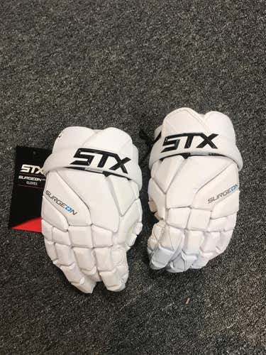 White New Player's STX Surgeon 400 12" Lacrosse Gloves
