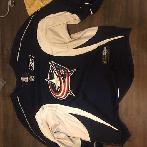 Blue Adult Goalie Cut Reebok Pro Stock Jersey 60g Columbus