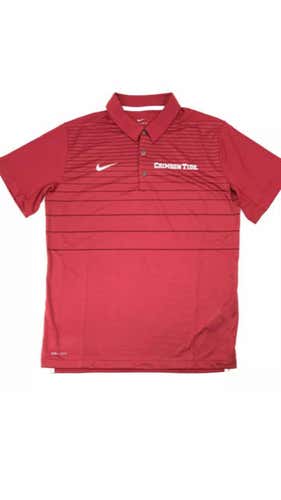 NWT Nike Dri Fit Alabama Crimson Tide Authentic 3 Button Golf Shirt Men's L