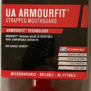 NIB Under Armour Adult Armourfit Mouth Guard W/ Strap Red Free Shipping