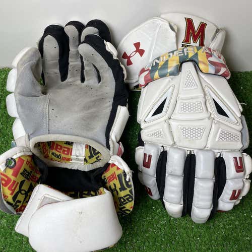 Official Maryland Under Armour 13" Lacrosse Gloves White
