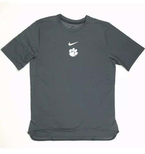 NWT Nike Authentic Dri Fit Clemson Tigers Short Sleeve Tee Grey Men's Medium