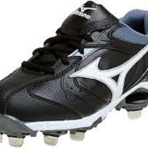NIB Mizuno Double Play + FP 9 Spike Softball Shoes Cleats Black/White