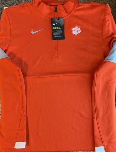 NWT Nike Dri Fit Therma Clemson Tigers 1/2 Zip Jacket Orange Men's Medium