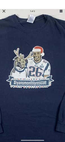 RARE Logan Ryan Pet Animal Rescue Blue Adult XL T-Shirt New England Patriots - Pre-Owned