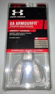 NIB UA Armourfit Under Armour Adult (12+) Strapped Mouth Guard Clear Free Ship