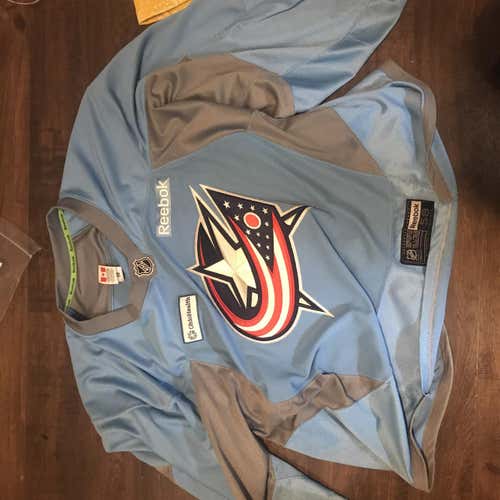 Blue Adult Goalie Cut Reebok Pro Stock Jersey Columbus 58g Baby Blue