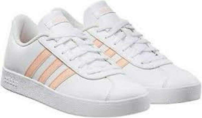 NIB Adidas VL Court 2.0 Kids Shoes Size 12 White Pink Free Shipping