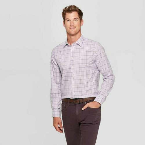 NWT Goodfellow & Co. Long Sleeve Standard Fit Dress Shirt Lavender Free Shipping