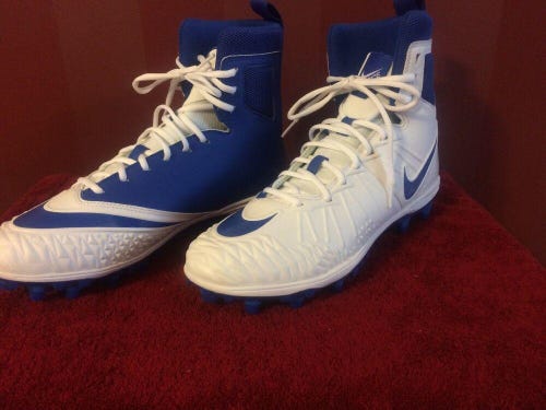 New in Box Nike Force Savage Varsity Football Cleats White/Royal Free Shipping