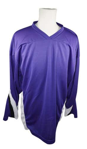 XTREME BASICS SR L HOCKEY PURPLE WHITE JERSEY - ADULT LARGE ICE OR ROLLER USED