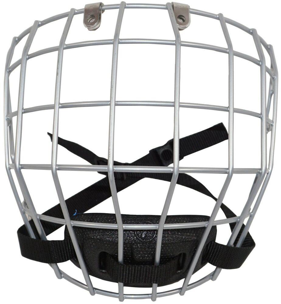 FOR ADULT HOCKEY HELMET USED TRONX FULL FACE SILVER CAGE SR MEDIUM TO LARGE 
