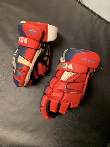 Red Used Player's Maverik M4 13" Lacrosse Gloves