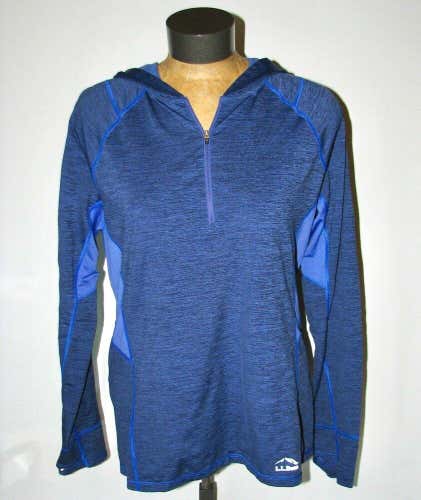 L.L.Bean Blue Hooded Athletic Activewear Long Sleeve Hoodie Top Shirt-Size Large