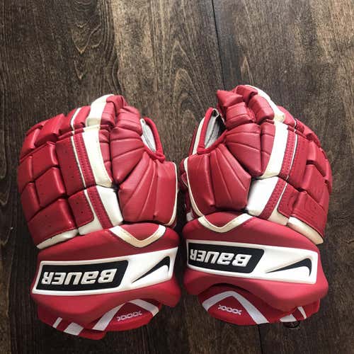 Red Senior Bauer Vapor XXXX 14"  Gloves