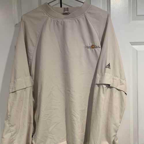 Off-White Gold Bear Resort Golf Lightweight Windbreaker Crewneck w Removable Sleeves Large